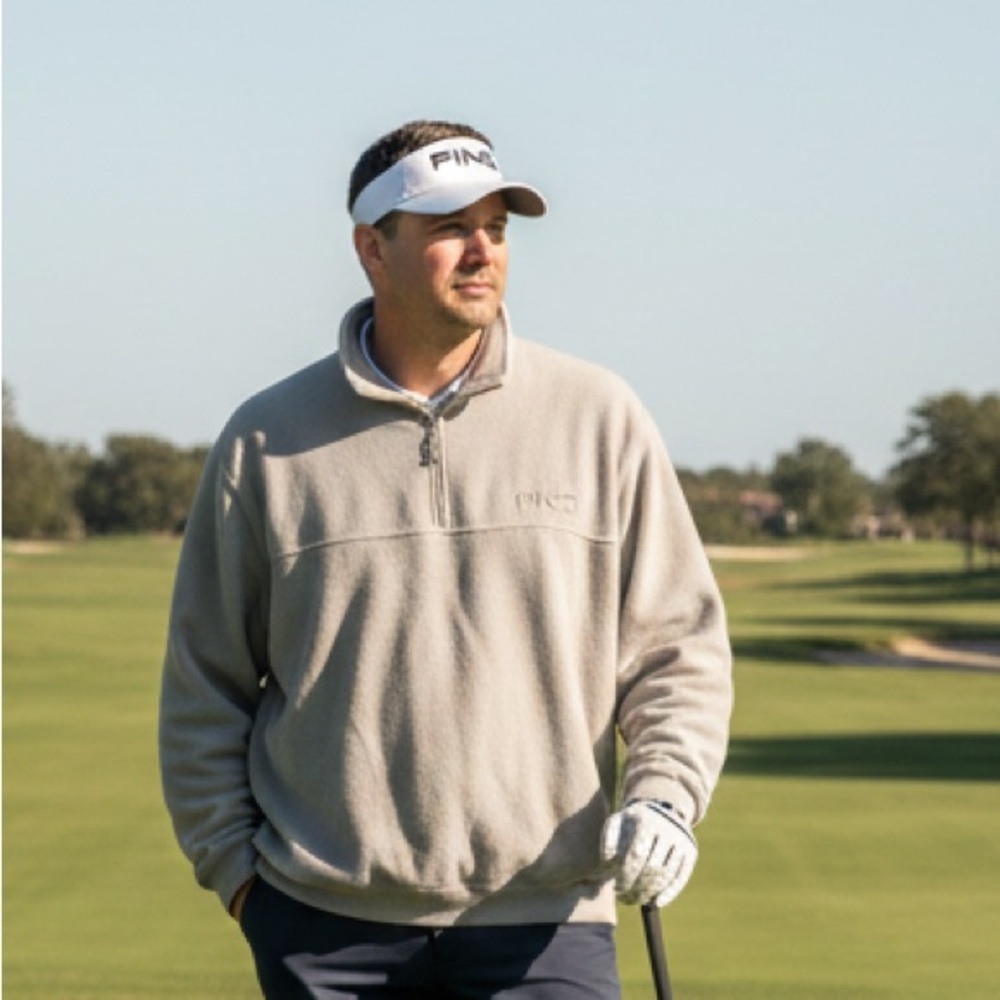 Ping Men's Taupe Quarter Zip-Up Sweater XXL